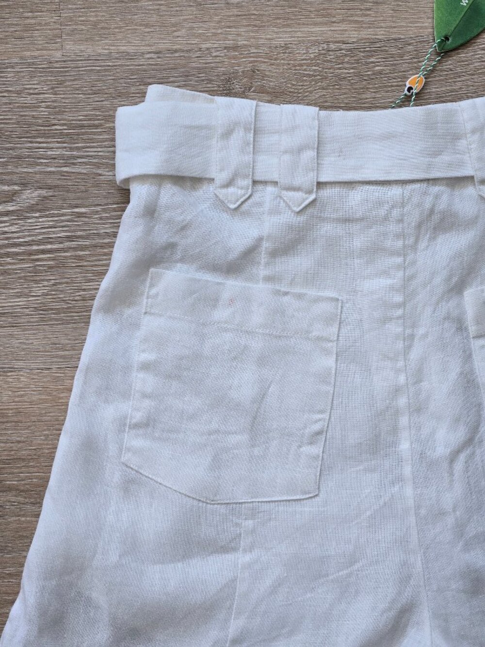 Farm Rio Tailored Linen Belted Shorts Ivory High Rise Size M New With Tags $145 - Picture 12 of 17